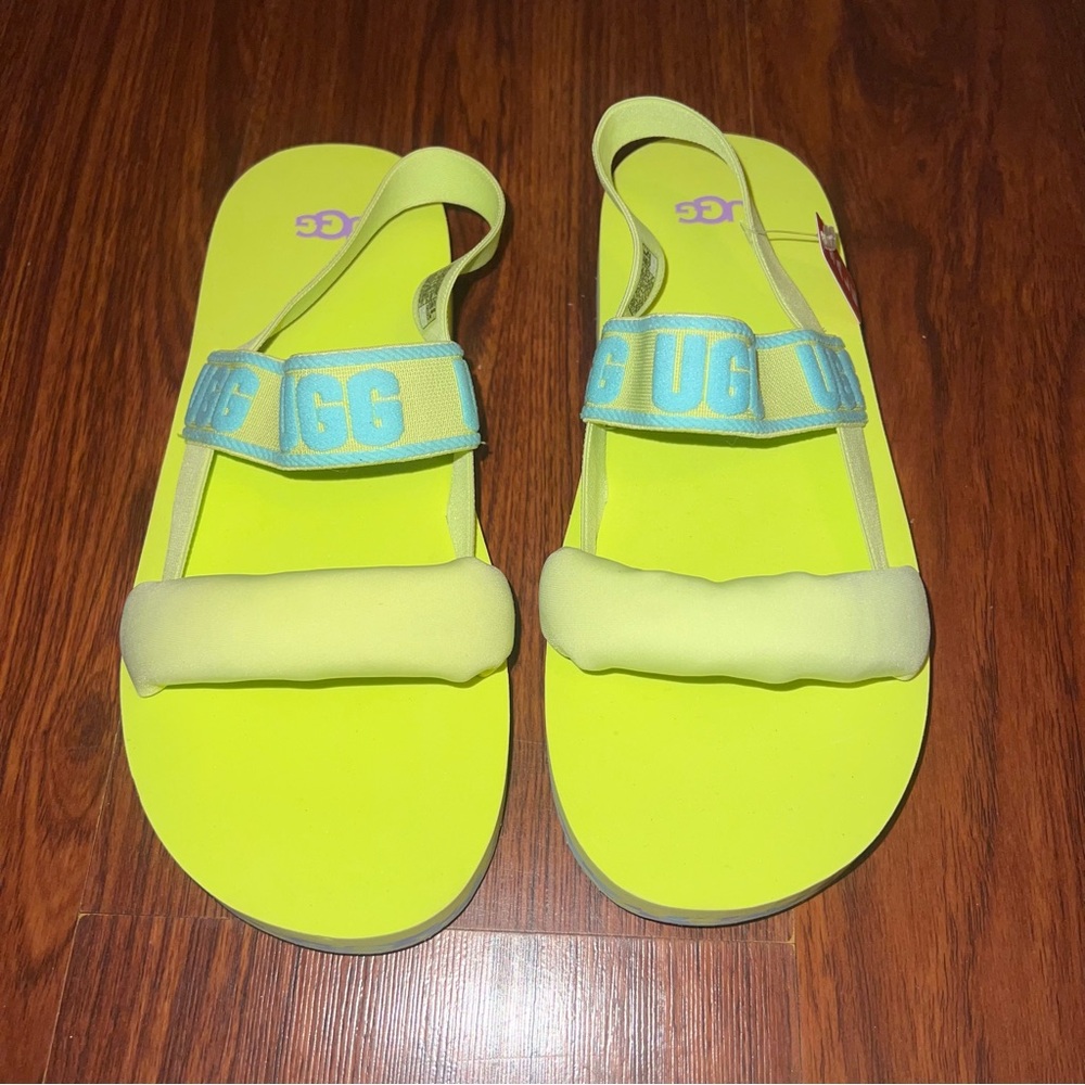 UGG Bright GreenSandals with Blue Accents - Picture 2 of 5